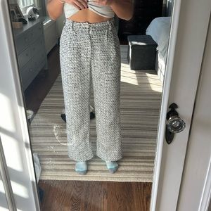 Soft black and white tweed trousers from The Commense.